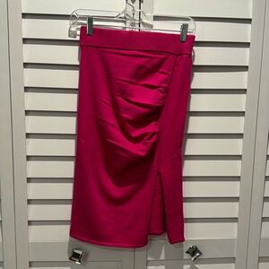 Bobi Black NWT Pink ruched with side slit Skirt.